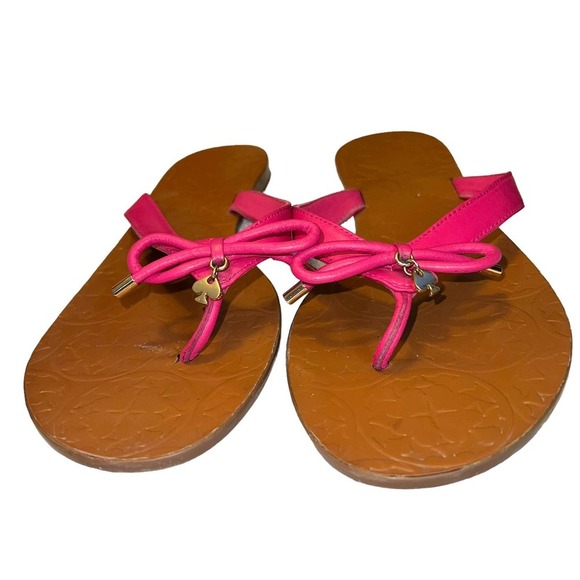 Kate Spade Leather Thong Sandals in Hot Pink with Spade Charm - Size 9.5 - Picture 3 of 9